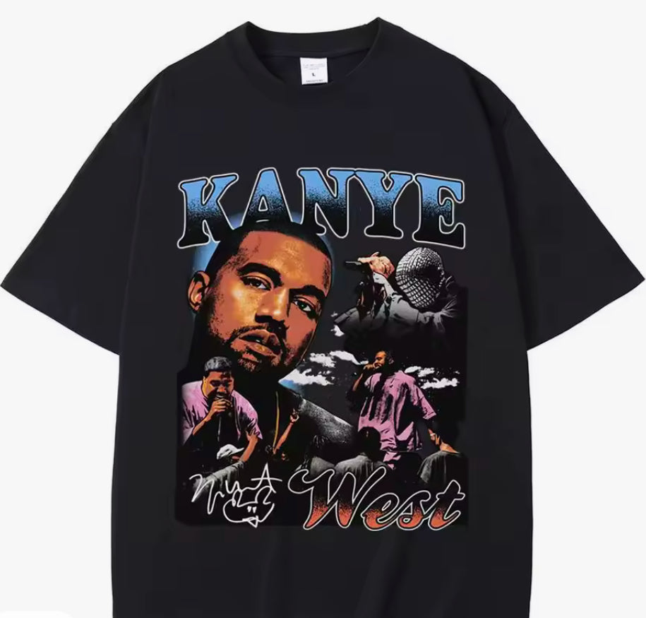 Rapper Kanye West Graphic T-shirt Men's Fashion Vintage Short sleeve summer New casual loose cotton T-shirt hip hop street wear