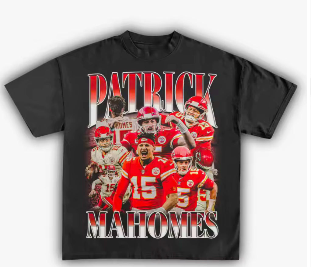 Patrick Mahomes Baseball Graphic Cotton T-shirt Women Unisex Fans Essentials Short Sleeve Retro Top