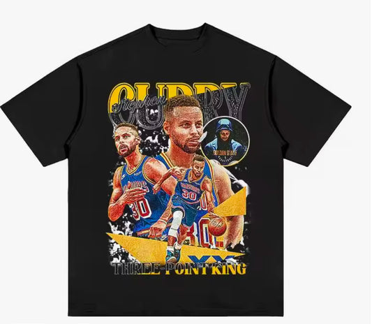 Stephen Curry Curry Short Sleeve Old NBA American Star Printed T-Shirt Basketball Shirt Cotton Shooting Shirt