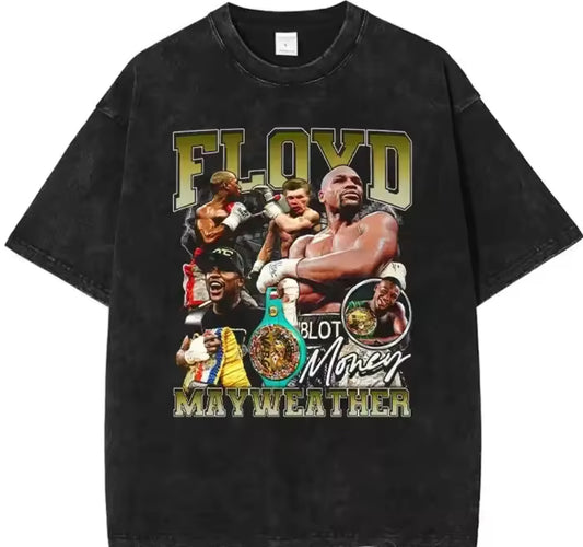 Floyd Mayweather T Shirt Boxing Champion Pretty Men Vintage Washed Short Sleeve Oversized T-shirt Harajuku Sweatshirts Tops Tees