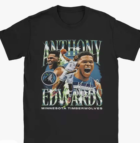 Graphic Printed Anthony Edwards T Shirt For Unisex Ball Pure Cotton T-shirts Short Sleeve Tops