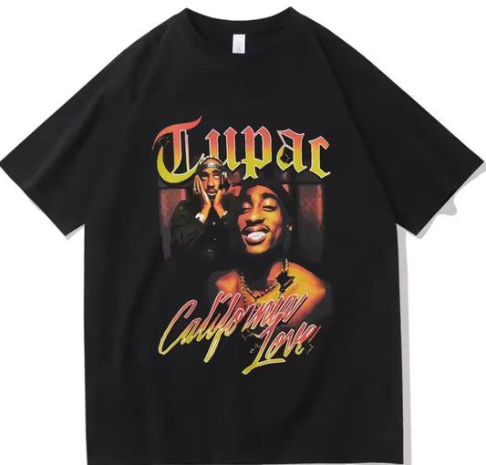 Rapper Tupac Hip Hop T-shirts Graphic Print Y2K Men T Shirt Streetwear Tops Unisex Harajuku Casual Oversized Cotton Tees