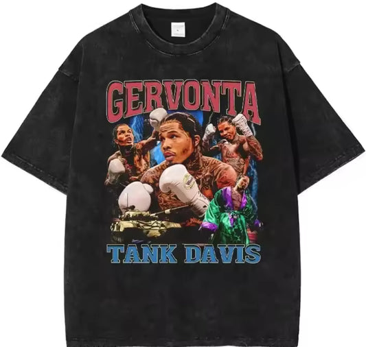 Tank Gervonta Davis T-shirts Vintage Washed Ali Jr T Shirt Oversized Short Sleeve Boxing Champion Tshirt Tops Tees Men Cotton